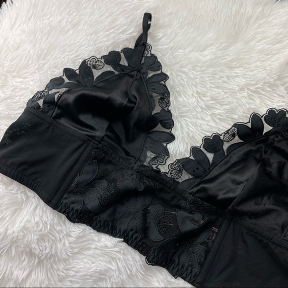 VS Unlined Floral Embroidered Long Line Bralette L - Picture 5 of 12